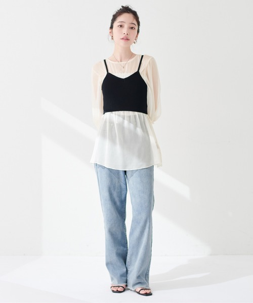natural couture(ナチュラルクチュール)の「シアー楊柳ブラウス+ニットビスチェSET(シャツ/ブラウス・レディース・ラベンダー/ベージュ/アイボリー・FREE)」の11枚目の写真