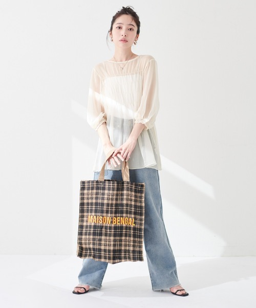 natural couture(ナチュラルクチュール)の「シアー楊柳ブラウス+ニットビスチェSET(シャツ/ブラウス・レディース・ラベンダー/ベージュ/アイボリー・FREE)」の15枚目の写真