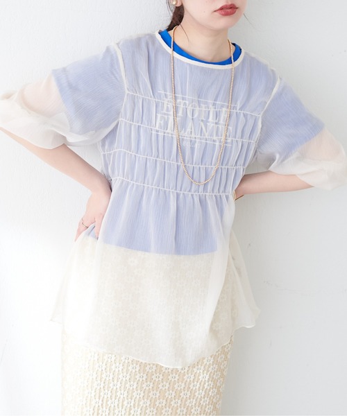 natural couture(ナチュラルクチュール)の「シアー楊柳ブラウス+ニットビスチェSET(シャツ/ブラウス・レディース・ラベンダー/ベージュ/アイボリー・FREE)」の16枚目の写真