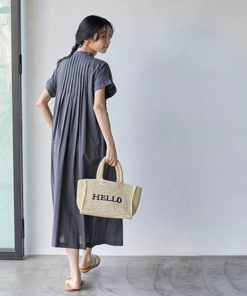 coen（コーエン）の「MARKET（マーケット）フロントタックワンピース（シャツワンピース・レディース・ライム/オフホワイト/ダークグレー・M/L）」の6枚目の写真