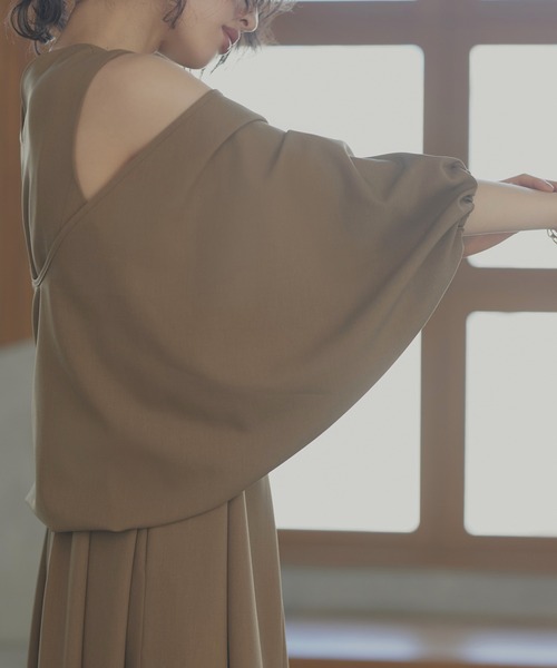 RUIRUE BOUTIQUE(ルイルエブティック)の「洗える3WAYボレロ&フレアロング丈ワンピースセット リゾート(ワンピース・レディース・カーキブラウン/イエロー/ブラック/グレイッシュベージュ/アイボリー/チャコールグレー/ネイビー・LL/L/M/S/3L)」の9枚目の写真