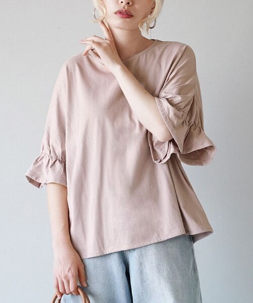 e-zakkamania stores(イーザッカマニアストアーズ)の「キャンディースリーブ カットソー(Tシャツ/カットソー・レディース・ライトベージュ/スモークピンク/ブラック・M)」の3枚目の写真