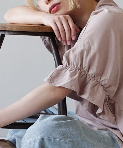 e-zakkamania stores(イーザッカマニアストアーズ)の「キャンディースリーブ カットソー(Tシャツ/カットソー・レディース・ライトベージュ/スモークピンク/ブラック・M)」の7枚目の写真