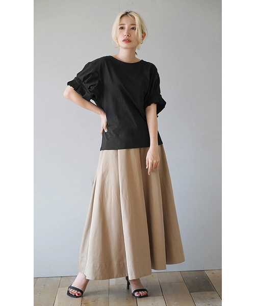 e-zakkamania stores(イーザッカマニアストアーズ)の「キャンディースリーブ カットソー(Tシャツ/カットソー・レディース・ライトベージュ/スモークピンク/ブラック・M)」の9枚目の写真