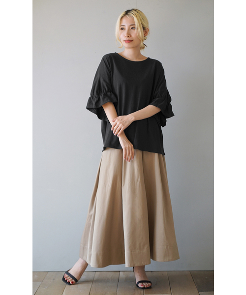 e-zakkamania stores(イーザッカマニアストアーズ)の「キャンディースリーブ カットソー(Tシャツ/カットソー・レディース・ライトベージュ/スモークピンク/ブラック・M)」の10枚目の写真