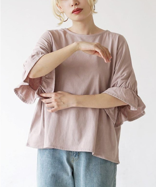 e-zakkamania stores(イーザッカマニアストアーズ)の「キャンディースリーブ カットソー(Tシャツ/カットソー・レディース・ライトベージュ/スモークピンク/ブラック・M)」の14枚目の写真