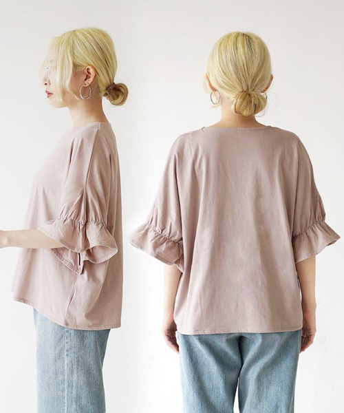 e-zakkamania stores(イーザッカマニアストアーズ)の「キャンディースリーブ カットソー(Tシャツ/カットソー・レディース・ライトベージュ/スモークピンク/ブラック・M)」の15枚目の写真