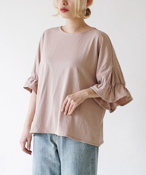 e-zakkamania stores(イーザッカマニアストアーズ)の「キャンディースリーブ カットソー(Tシャツ/カットソー・レディース・ライトベージュ/スモークピンク/ブラック・M)」の16枚目の写真