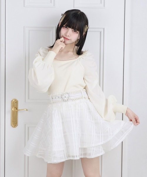Pal elfy（パルエルフィー）の「ハートバックルスカート（スカート・レディース・ブルー/ブラック/オフホワイト・フリー）」の4枚目の写真