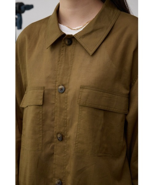 セール】コットンリネンシアーミリタリーシャツ（シャツ/ブラウス