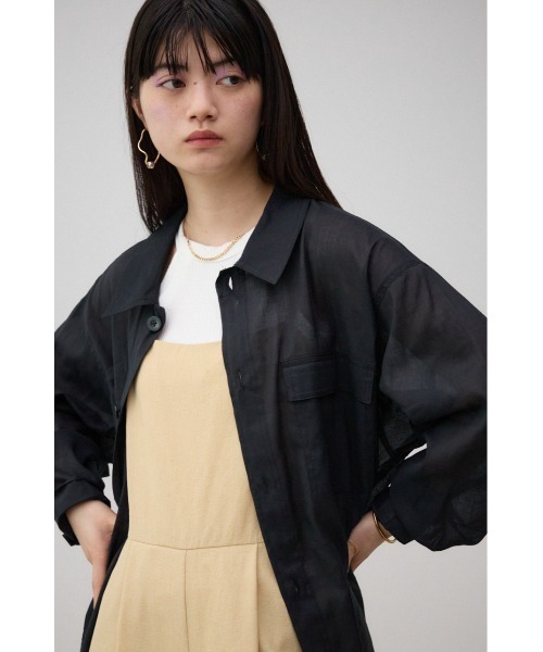 AZUL by moussy(アズールバイマウジー)の「コットンリネンシアーミリタリーシャツ(シャツ/ブラウス・レディース・ブラウン/カーキ/ブラック・FREE)」の5枚目の写真