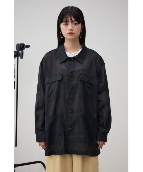AZUL by moussy(アズールバイマウジー)の「コットンリネンシアーミリタリーシャツ(シャツ/ブラウス・レディース・ブラウン/カーキ/ブラック・FREE)」の8枚目の写真