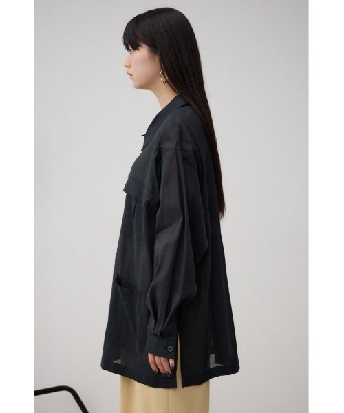 AZUL by moussy(アズールバイマウジー)の「コットンリネンシアーミリタリーシャツ(シャツ/ブラウス・レディース・ブラウン/カーキ/ブラック・FREE)」の9枚目の写真