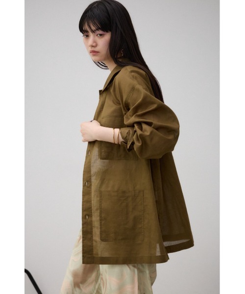 AZUL by moussy(アズールバイマウジー)の「コットンリネンシアーミリタリーシャツ(シャツ/ブラウス・レディース・ブラウン/カーキ/ブラック・FREE)」の18枚目の写真