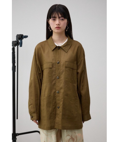 AZUL by moussy(アズールバイマウジー)の「コットンリネンシアーミリタリーシャツ(シャツ/ブラウス・レディース・ブラウン/カーキ/ブラック・FREE)」の20枚目の写真