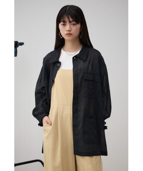 AZUL by moussy(アズールバイマウジー)の「コットンリネンシアーミリタリーシャツ(シャツ/ブラウス・レディース・ブラウン/カーキ/ブラック・FREE)」の6枚目の写真