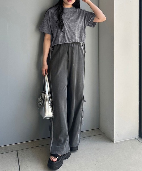 OLIVE des OLIVE(オリーブデオリーブ)の「サイドラインダブルリボンスウェットパンツ(その他パンツ・レディース・トップグレー/アイボリー/スミクロ・FREE)」の13枚目の写真