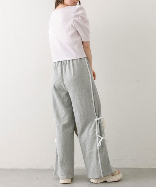 OLIVE des OLIVE(オリーブデオリーブ)の「サイドラインダブルリボンスウェットパンツ(その他パンツ・レディース・トップグレー/アイボリー/スミクロ・FREE)」の10枚目の写真