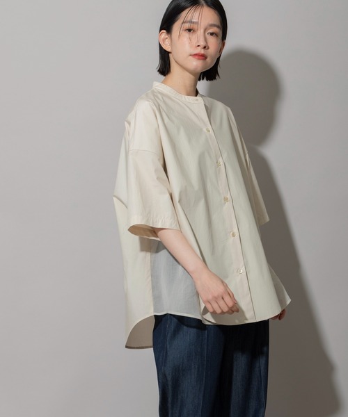 Munich（ミューニック）の「コットンタイプライター×オーガンジーレイヤードシャツ（シャツ/ブラウス・レディース・ライトベージュ/ブラック/ホワイト・FREE）」の7枚目の写真