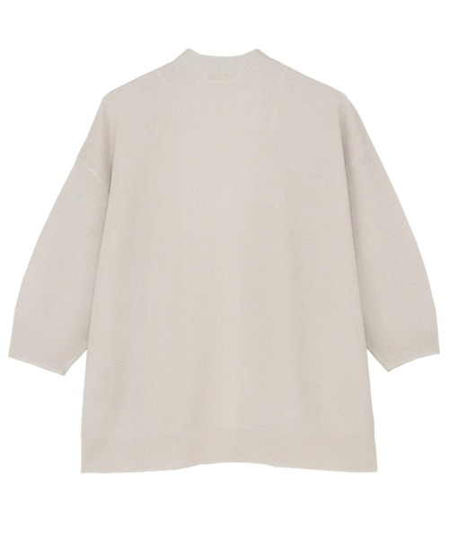 TOKYO SHIRTS(トウキョウシャツ)の「シャイニーシアラメトッパーニットカーディガン(カーディガン/ボレロ・レディース・ネイビー/ベージュ系・L/M)」の7枚目の写真