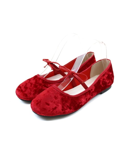 VIVIAN（ヴィヴィアン）の「ラウンドトゥリボンストラップフラットシューズ ZOZOTOWN+オフィシャルサイト限定商品（バレエシューズ・レディース・ブラック×グレー/レッド/シルバー系その他5/ブラック・S/M/L/LL）」の4枚目の写真