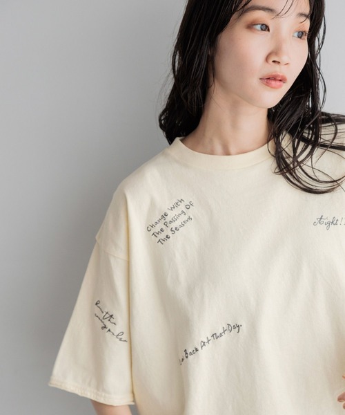 LOWRYS FARM（ローリーズファーム）の「カスタムシシュウＴＳＳ 126518（Tシャツ/カットソー・レディース・アイボリー/チャコールグレー/イエロー・FREE）」の18枚目の写真