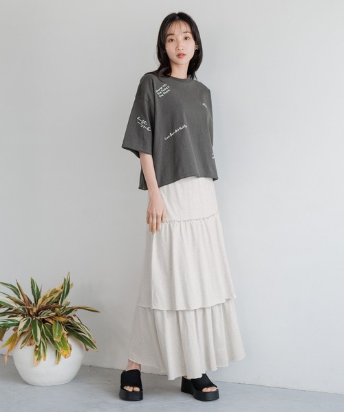 LOWRYS FARM（ローリーズファーム）の「カスタムシシュウＴＳＳ 126518（Tシャツ/カットソー・レディース・アイボリー/チャコールグレー/イエロー・FREE）」の17枚目の写真