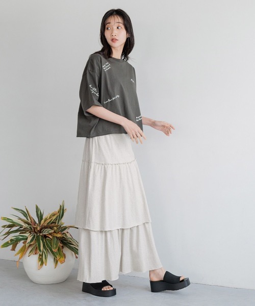 LOWRYS FARM（ローリーズファーム）の「カスタムシシュウＴＳＳ 126518（Tシャツ/カットソー・レディース・アイボリー/チャコールグレー/イエロー・FREE）」の16枚目の写真