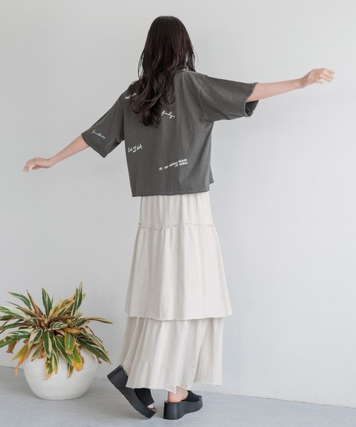 LOWRYS FARM（ローリーズファーム）の「カスタムシシュウＴＳＳ 126518（Tシャツ/カットソー・レディース・アイボリー/チャコールグレー/イエロー・FREE）」の15枚目の写真