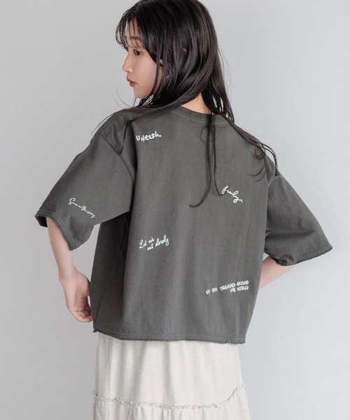 LOWRYS FARM（ローリーズファーム）の「カスタムシシュウＴＳＳ 126518（Tシャツ/カットソー・レディース・アイボリー/チャコールグレー/イエロー・FREE）」の14枚目の写真