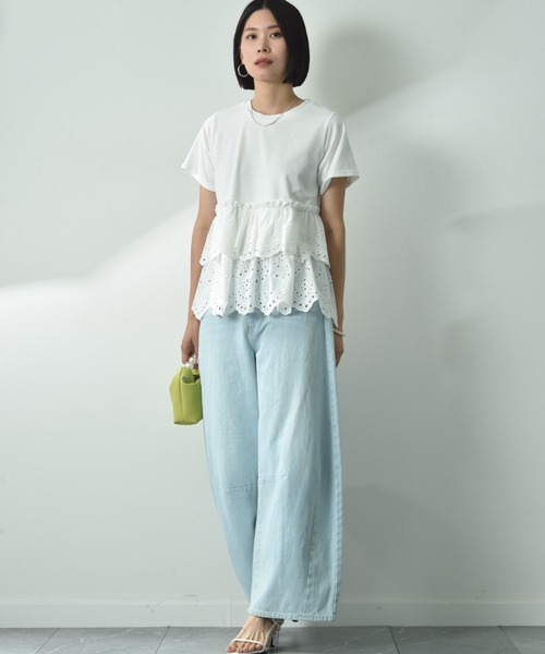 INTERPLANET（インタープラネット）の「スカラップレースティアード切替プルオーバー（Tシャツ/カットソー・レディース・ブラック/オフホワイト・FREE）」の10枚目の写真