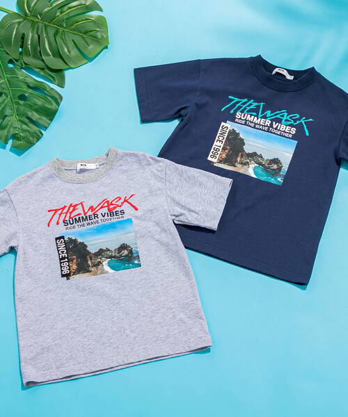 新品　タグ付き　海洋生物プリント Tシャツ 120cm ネイビー 吸水速乾/接触冷感】＜コラボプリントT>Mt.プリントTシャツ