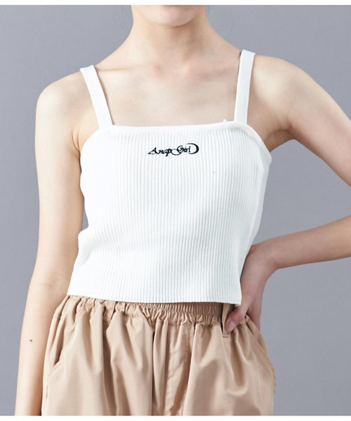 ANAP GｉRL（アナップガール）の「サマーニット刺繍キャミソール（キャミソール・キッズ・ホワイト/ブラック・M/S）」の11枚目の写真