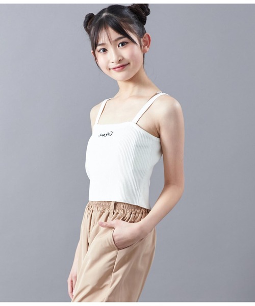ANAP GｉRL（アナップガール）の「サマーニット刺繍キャミソール（キャミソール・キッズ・ホワイト/ブラック・M/S）」の12枚目の写真