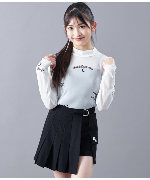 ANAP GｉRL（アナップガール）の「サマーニット刺繍キャミソール（キャミソール・キッズ・ホワイト/ブラック・M/S）」の9枚目の写真