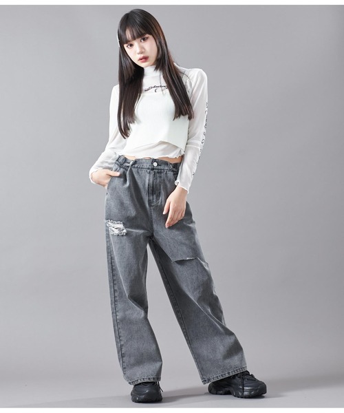 ANAP GｉRL（アナップガール）の「サマーニット刺繍キャミソール（キャミソール・キッズ・ホワイト/ブラック・M/S）」の8枚目の写真