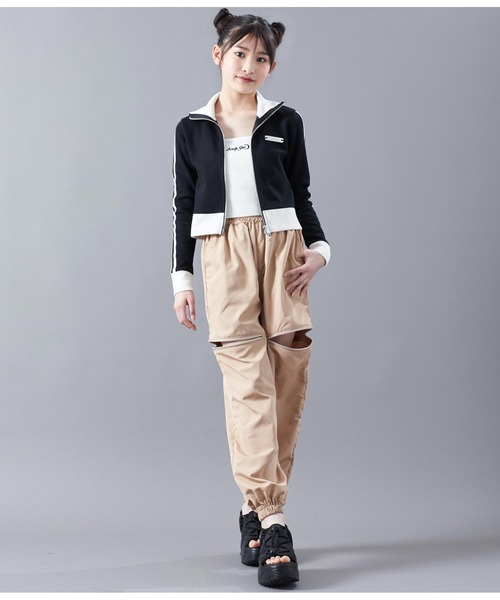 ANAP GｉRL（アナップガール）の「サマーニット刺繍キャミソール（キャミソール・キッズ・ホワイト/ブラック・M/S）」の16枚目の写真