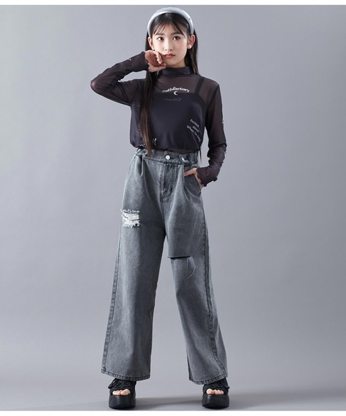 ANAP GｉRL（アナップガール）の「サマーニット刺繍キャミソール（キャミソール・キッズ・ホワイト/ブラック・M/S）」の20枚目の写真