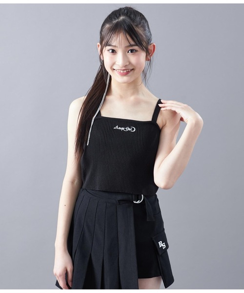 ANAP GｉRL（アナップガール）の「サマーニット刺繍キャミソール（キャミソール・キッズ・ホワイト/ブラック・M/S）」の22枚目の写真