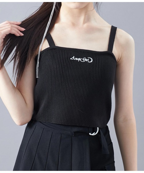 ANAP GｉRL（アナップガール）の「サマーニット刺繍キャミソール（キャミソール・キッズ・ホワイト/ブラック・M/S）」の21枚目の写真