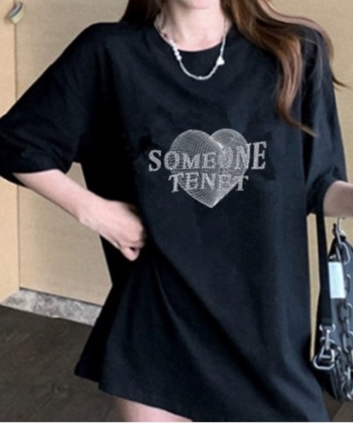 LADY LIKE(レディライク)の「メッシュハートプリントTシャツ(Tシャツ/カットソー・レディース・ブラック・M)」の3枚目の写真