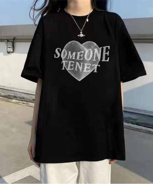 LADY LIKE(レディライク)の「メッシュハートプリントTシャツ(Tシャツ/カットソー・レディース・ブラック・M)」の4枚目の写真