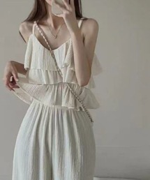 deux amour | プリーツ加工ティアードキャミ+ワイドパンツセットアップ(その他パンツ)