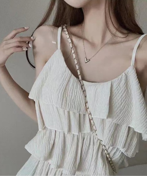 deux amour（ドゥーザムール）の「プリーツ加工ティアードキャミ＋ワイドパンツセットアップ（その他パンツ・レディース・ホワイト/ピンク/ベージュ/ブラック・FREE）」の7枚目の写真