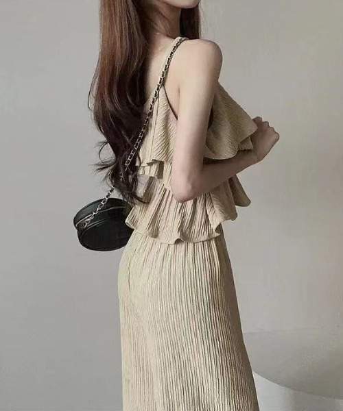 deux amour（ドゥーザムール）の「プリーツ加工ティアードキャミ＋ワイドパンツセットアップ（その他パンツ・レディース・ホワイト/ピンク/ベージュ/ブラック・FREE）」の22枚目の写真