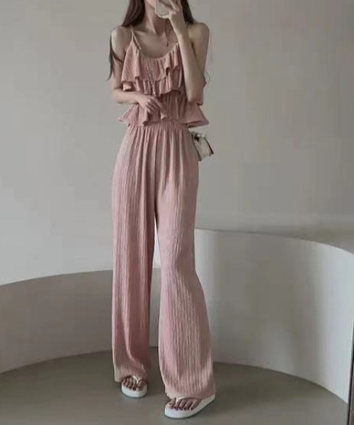 deux amour（ドゥーザムール）の「プリーツ加工ティアードキャミ＋ワイドパンツセットアップ（その他パンツ・レディース・ホワイト/ピンク/ベージュ/ブラック・FREE）」の17枚目の写真