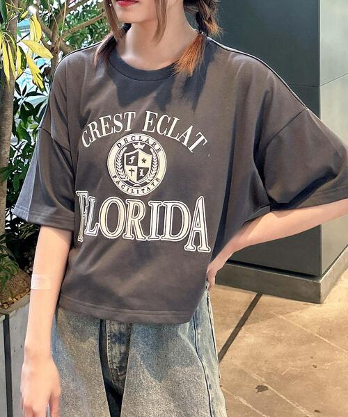 INGNI（イング）の「カレッジロゴショートTシャツ／Ａ（Tシャツ/カットソー・レディース・オフホワイト/チャコールグレー/オートミール・M）」の2枚目の写真