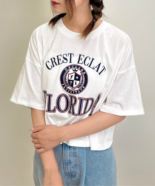 INGNI（イング）の「カレッジロゴショートTシャツ／Ａ（Tシャツ/カットソー・レディース・オフホワイト/チャコールグレー/オートミール・M）」の5枚目の写真