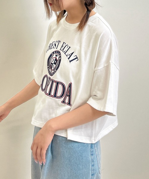 INGNI（イング）の「カレッジロゴショートTシャツ／Ａ（Tシャツ/カットソー・レディース・オフホワイト/チャコールグレー/オートミール・M）」の6枚目の写真