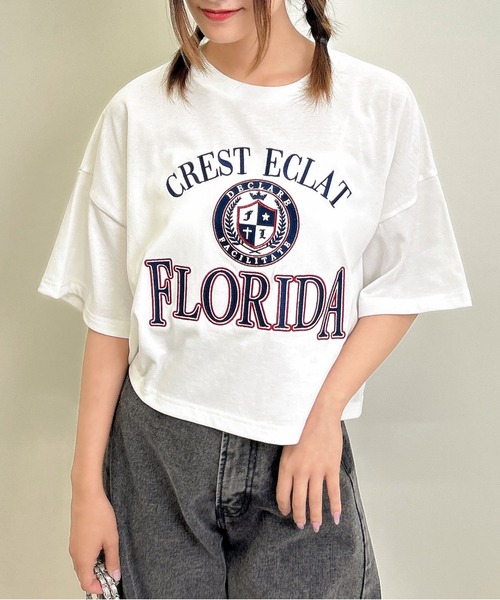 INGNI（イング）の「カレッジロゴショートTシャツ／Ａ（Tシャツ/カットソー・レディース・オフホワイト/チャコールグレー/オートミール・M）」の7枚目の写真